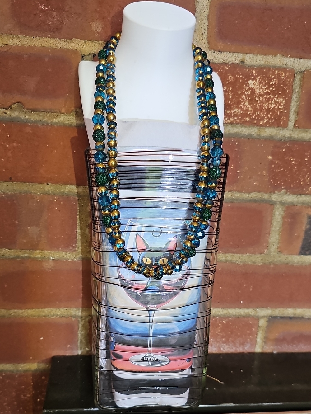 Elegant Green & Blue Beaded Necklace, Bracelets and Earings - Women Jewelry